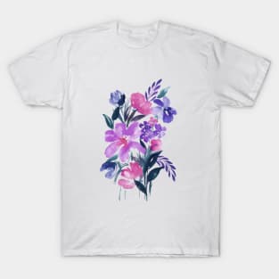 Watercolor Flowers, Purple Bouquet Illustration 13 T-Shirt